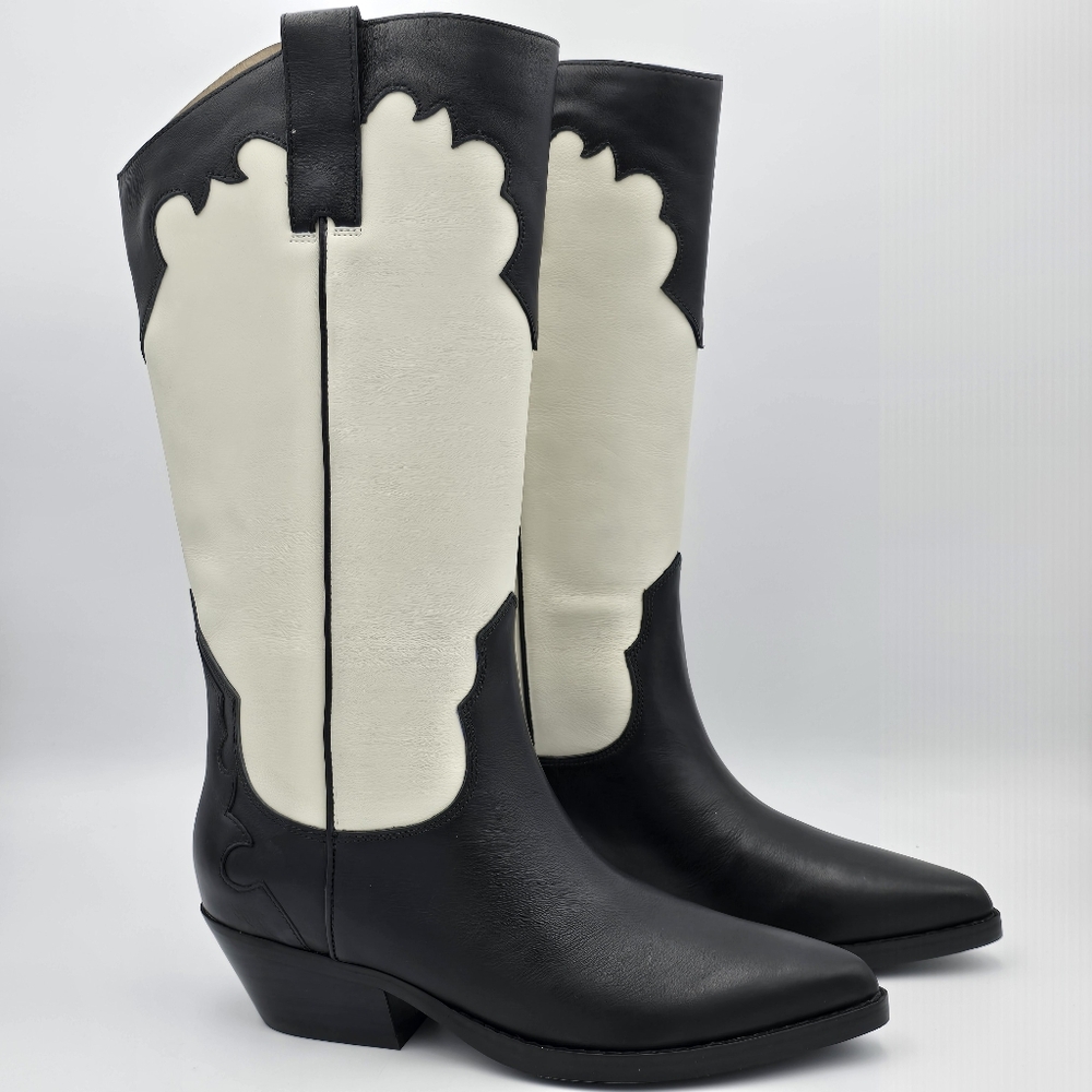 NIB Marc Fisher Hilaria Tall Pointy-Toe Stacked-Heel Dress Boots, Women's 6.5M